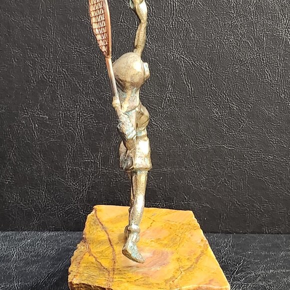 Rare Vintage Bijan Sculpture Tennis Player Mixed Metal-Bronze and Copper - Picture 9 of 10
